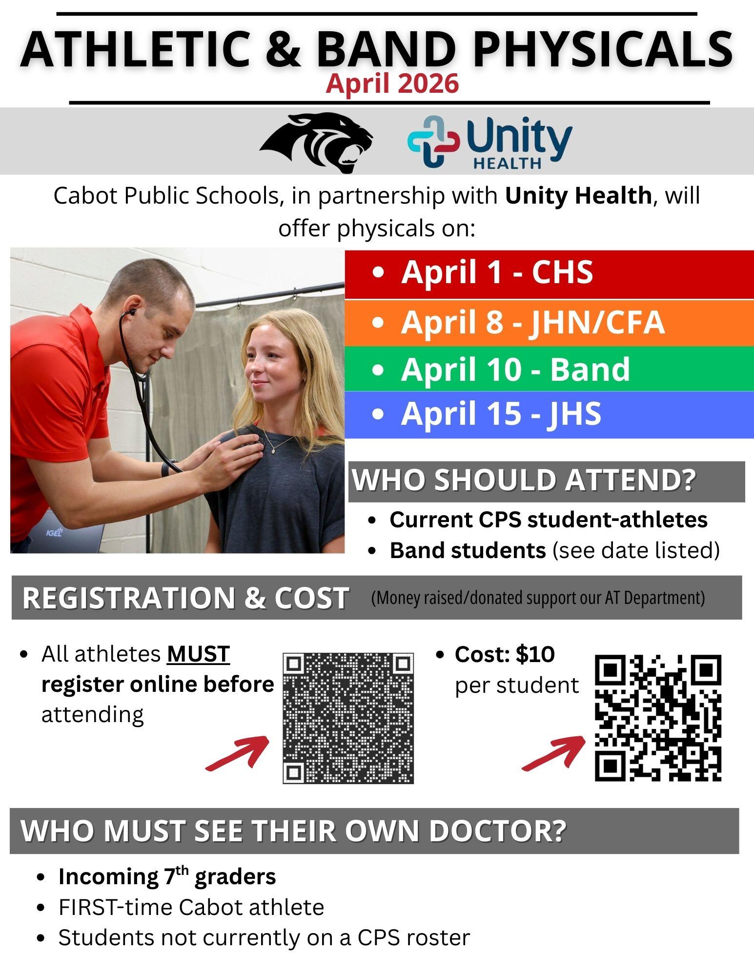 2026 Athletic/Band Physicals